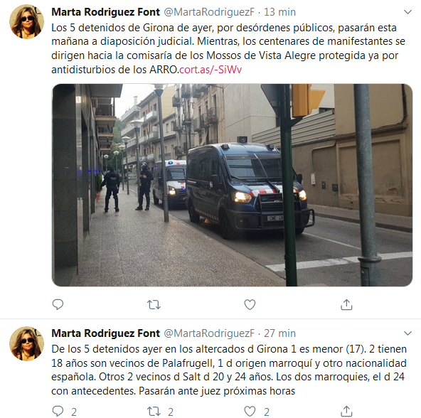 2 veïns de Palafrugell detinguts en els aldarulls de Girona